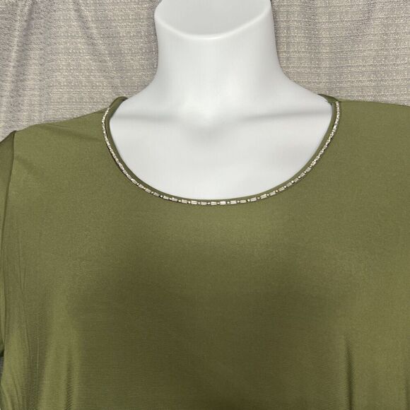 Blossom By P Handkerchief Blouse Army Green 3/4 Sleeves 1X New - Picture 5 of 7
